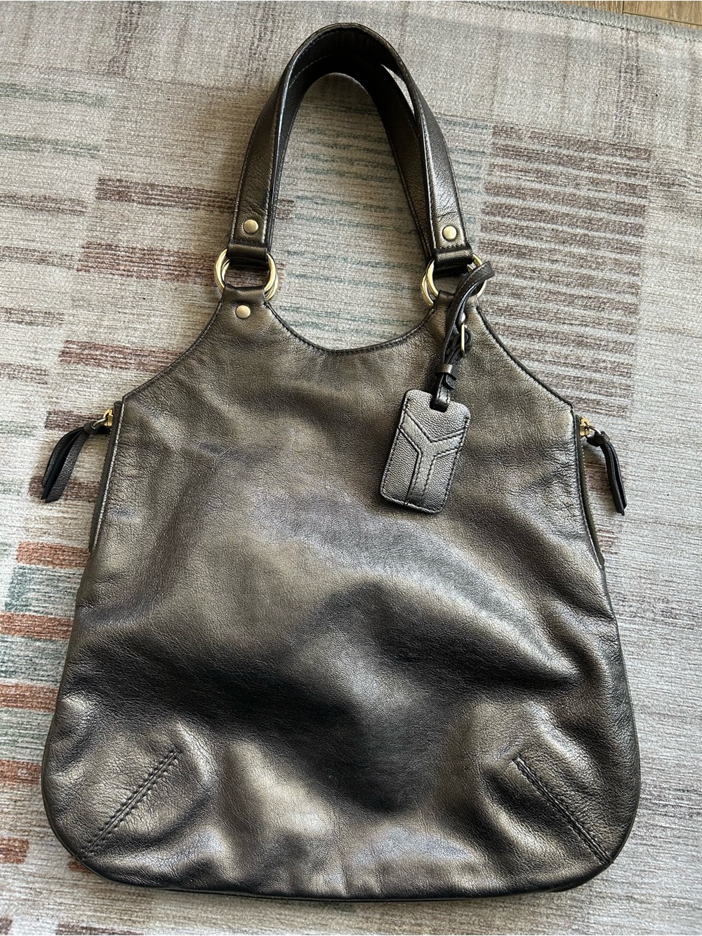 YSL metallic tribute bag